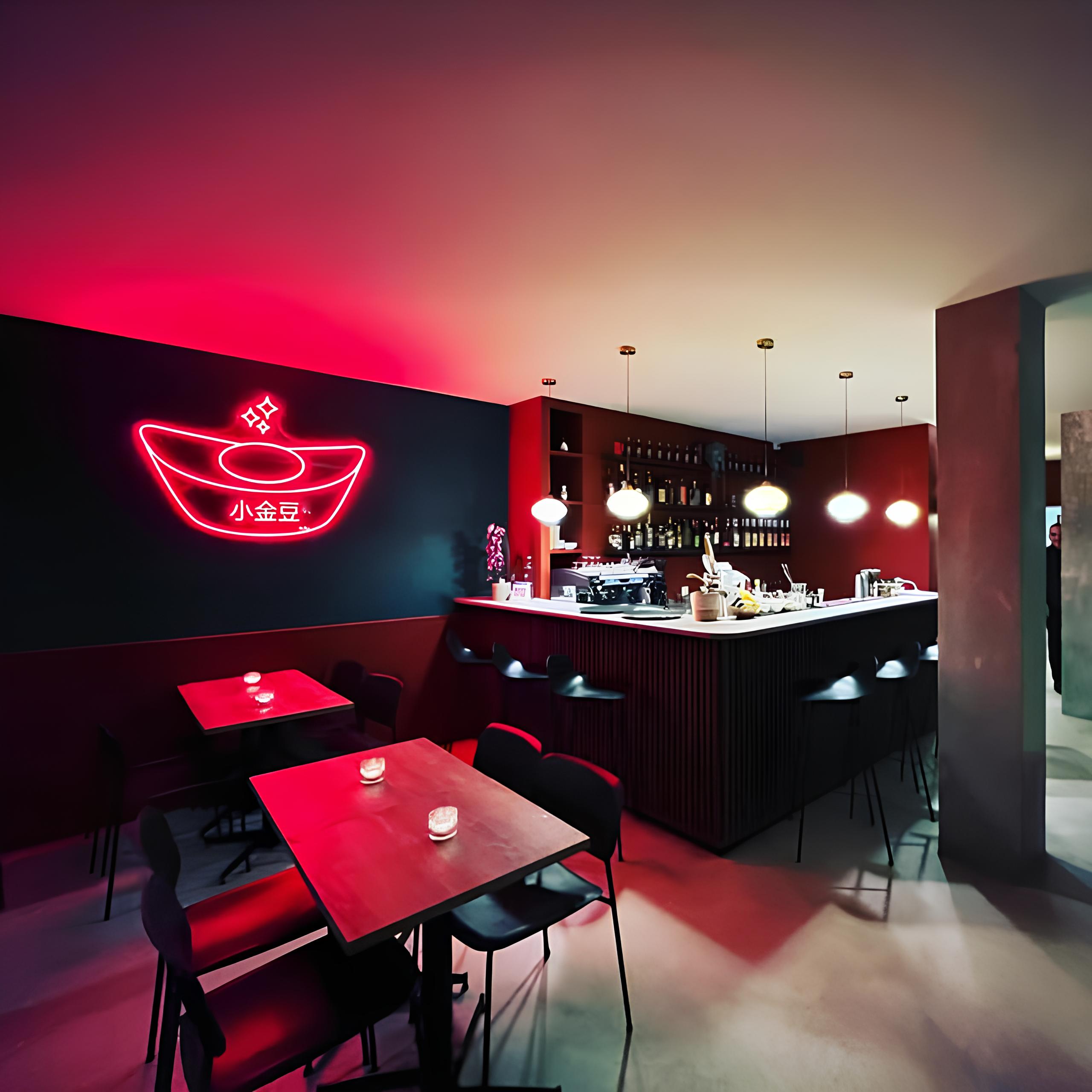 Ambiance La Pépite – néons bordeaux